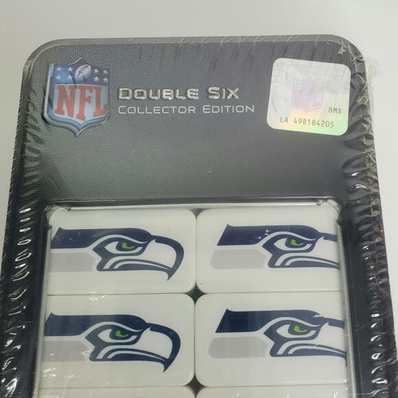 NFL Double Six Collector Edition Dominoes collectible tin box Seahawks - Picture 4 of 5